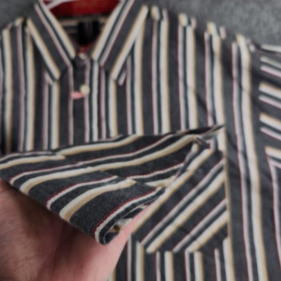 Phat Farm Men Long Sleeve Button Up Shirt Striped Western 2XL Gray Colorful - Picture 13 of 16